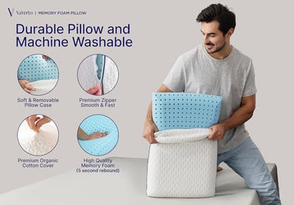Cooling Gel Memory Foam Pillow - 2-Pack - King Size Bed Pillows For Sleeping - Medium-Firm - Back, Stomach and Side Sleeper Pillow - Shoulder & Back Pain Relief - Washable , Bamboo Viscose Cover - size: King (Pack of 2)