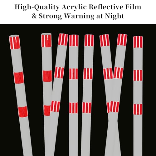 Safety Bollard (32 inch) with Reflective Bands – Heavy-Duty Steel Parking Post, 2 inch Diameter, Includes Anchor Bolts, White/Red - color: White-1 Pack