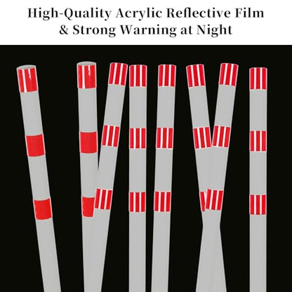 Safety Bollard (32 inch) with Reflective Bands – Heavy-Duty Steel Parking Post, 2 inch Diameter, Includes Anchor Bolts, White/Red - color: White-1 Pack