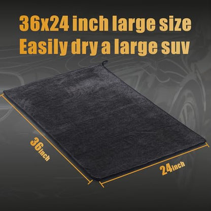 2-Pack Microfiber Car Drying Towel – Extra Large 24” x 36”, Streak-Free, Scratch-Free, and Ultra-Absorbent for Effortless Car Detailing