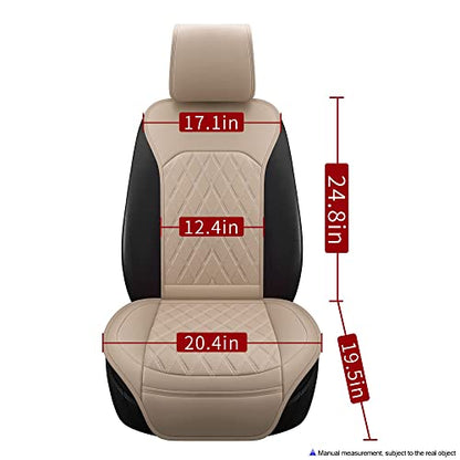 Universal Front Leather Car Seat Covers 2 Pcs Luxury Seat Covers, Anti-Slip Waterproof Auto Driver Cushions Fit SUV Pickup Van Sedan, Chevy Silverado GMC Sierra Dodge Ram Tacoma Ford - color: Beige Yellow-FRONT PAIR