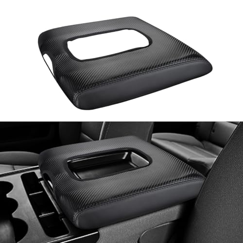 INTGET Center Console Armrest Cover for Chevy Silverado & GMC Sierra Accessories 2014 2015 2016 2017 2018,Leather Arm Rest Box Lid Protector(Carbon Fiber, Jump Seat 2014-2018 Silverado/Sierra etc.) - color: Carbon Fiber Texture, size: Jump Seat 2014-2018