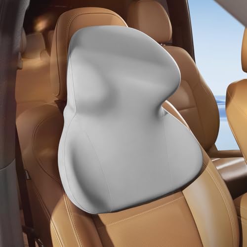 BEBAS Car Headrest Pillow, Ergonomic Neck Pillow with Memory Foam, Enlarged Surface for Head Neck Shoulder Support, Breathable Removeable Car Seat Pillow for Pain Relief(Gray, 1 Pack) - color: Gray