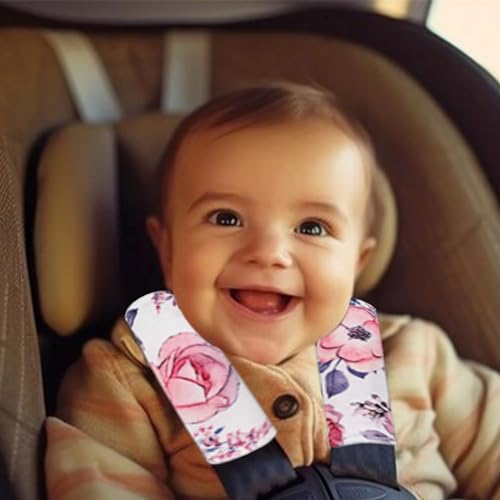 Car Seat Strap Cover for Babies, Soft Car Seat Belt Covers, Mink Car Seat Strap Shoulder Pads Girls, Pink Floral - color: Pink Floral