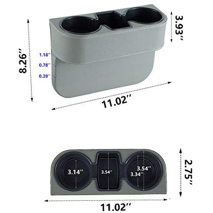 IOKONE Coin Side Pocket Console Side Pocket Leather Cover Car Cup Holder Auto Front Seat Organizer Cell Mobile Phone Holder (Gray) - color: Gray