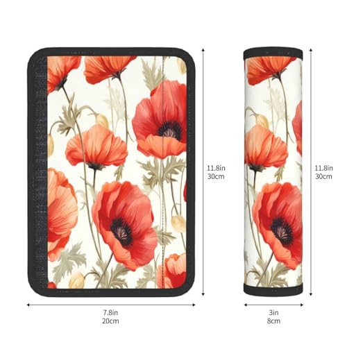 Seat Belt Cover Pad Retro Red Poppy Flower Soft Safety Car Automotive Seat Belt Pads Cushion Shoulder Strap Covers for Cars or Bags, 2 Pcs - color: Retro Red Poppy Flower