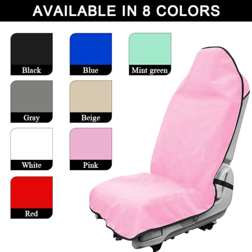 DXNQ 2PCS Car Towel Seat Cover, Waterproof Sweating Non-Slip Premium Soft Towel Carseat Protector, Universal Machine Washable Car Truck SUV Front Seat Cover for Gym Workout Beach Hiking (Pink) - color: Pink, 2pcs, Front