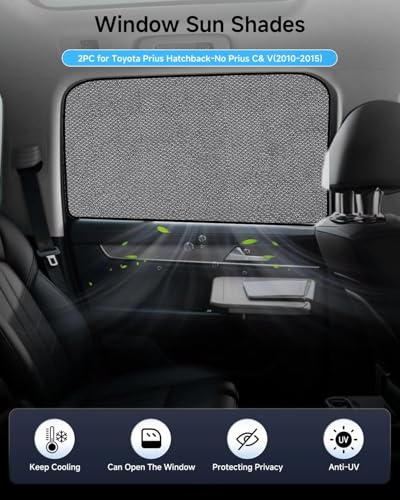Car Window Shade for Prius Hatchback-No Prius C& V 2010-2015,2 Pack UV & Glare Protection, Breathable Privacy, Insect & Bug Blocker Magnetic Mesh Side Rear Sun Shades for Baby Camping, Napping Travel - size: 2PC for Toyota Prius Hatchback(2010-2015)