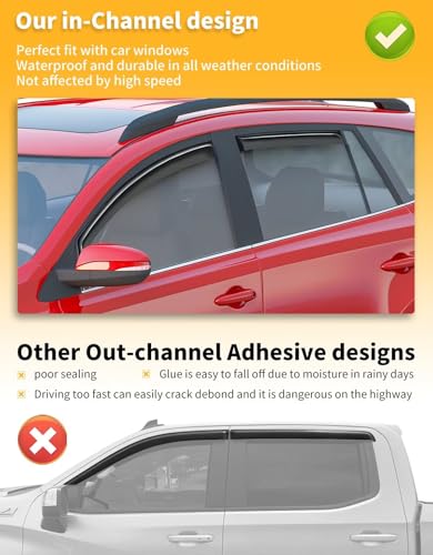 in-Channel Window Rain Guards Fit for Toyota 4Runner 2010-2024 Extra Durable Window Visors Window Deflectors Vent Visors Vent Shades Car Accessories-4 pcs 2-Q09 - size: Fit for 2010-2024 Toyota 4Runner