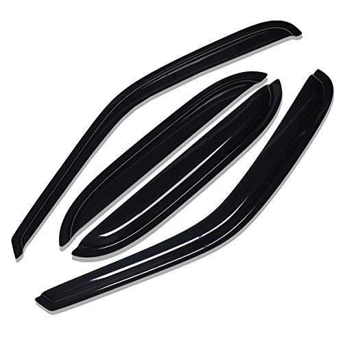 Lightronic Extra Durable Tape-on Auto Vent Window Visor, Fit 2000-2006 Chevrolet Tahoe & GMC Yukon, 2001-2006 Yukon Denali, 2002-2006 Cadillac Escalade, Original Wind Deflector Rain Guard, Smoke, 4Pcs - size: Outside Mount