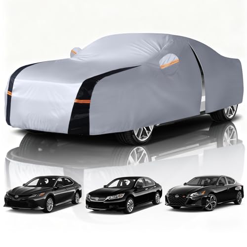 Car Cover Waterproof All Weather, 10 Layers Outdoor Car Covers for Automobiles - Sun & Rain Protector Full Exterior Covers. Custom Fit Accord, Camry, Fusion, Sonata, etc. A2 (Gift Towel/Storage Bag) - size: A2 Fit Sedan 185"-193" (See Size Chart)