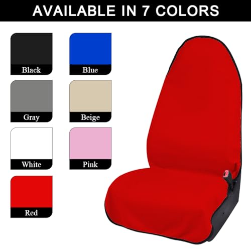 DXNQ Waterproof Car Towel Seat Cover, Sweating Non-Slip Premium Towel Carseat Cover Protector, Universal Soft Machine Washable Car Truck SUV Front Seat Cover for Gym Workout Beach Hiking (Red) - color: Red, 1pc, Front