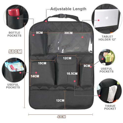 XDV Car Seat Organizers,Multi-functional Back Seat Protectors, Storage Pouches, Child kicking prevention and Tray Holders Kick Mats Back (for Cars, Kids,and Rear Seats) (Black, 1 Pack) - size: 1 Pack