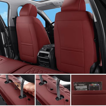 Car Seat Covers Front Seats Burgundy, Luxury Faux Leather Women Waterproof Non-Slip Seat Protector Universal Fit for Most Cars SUVs Trucks Pick-ups Car Accessories Interio(Wine Red-Front Seats) - color: Wine Red-Front Seats