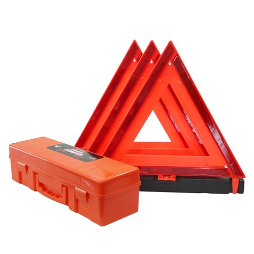 WORKKOOL 3 Pack Foldable Warning Reflective Triangles with Carrying Case, Heavy Base Roadside Triangles for Vehicles Breakdown, Safty Reflector DOT Approved(Sand Filled)… - size: WT-3PK SAND FILLED