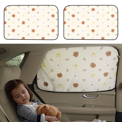 Aokway Car Window Shade (2Pack)-UV-Blocker magnetic Car Window Sun Shade for Baby 99% UV Protection Fit SUV/Sedan/Minivan | Roll Windows Down, Privacy car covers Safe for baby- Car Seat Sun Protection - color: Cartoon-baby, size: Rear Side 2Pcs