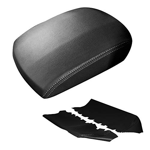 A ABIGAIL Center Console Armrest Cover Replacement for 2009 2010 2011 2012 2013 2014 2015 Honda Pilot Auto Leather Suture Console Lid Cover Replacement (Black) - color: Black, size: Front & Center