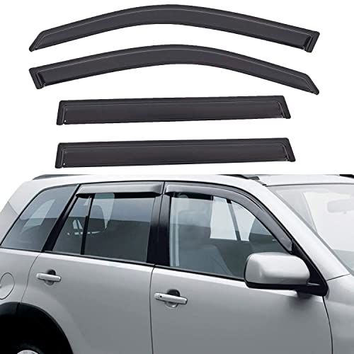 Set of 4 Front+Rear Smoke Sun/Rain Guard Outside Mount Tape-On Acrylic Window Visors Compatible with 03-08 Pilot - size: for 2003-2008 Honda Pilot