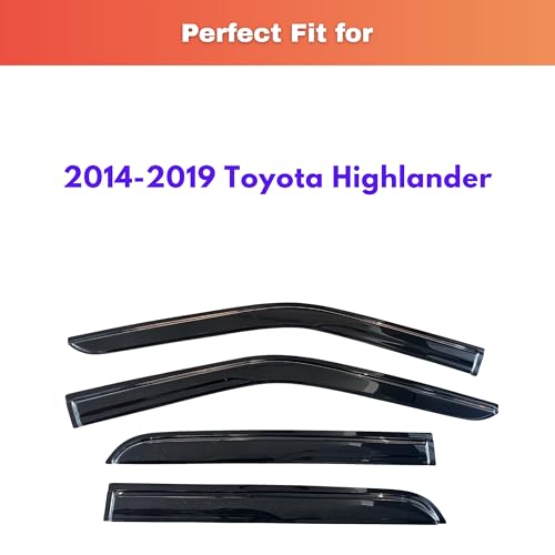 KPY Rain Guards Fit for 2014-2019 Toyota Highlander, Out-Channel Window Visors Vent Wind Deflectors 4PC, Car Accessories for 14-19 Highlander - size: 2014-2019 Highlander