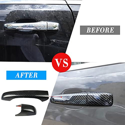 sportuli Carbon Fiber Mirror Covers +Door Handle Covers Replacement for 2011-2021 Jeep Grand Cherokee and Dodge Durango