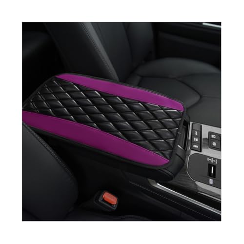 KVAEY Car Center Console Cushion Pad, 12.6 × 7.48 Inches Waterproof Car Armrest Seat Box Cover, PU Leather Armrest Cover Protector for Most Vehicle, Universal Car Interior Accessories (Purple) - color: Purple