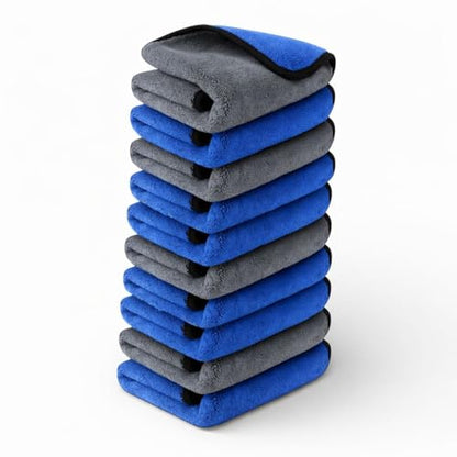 Microfiber Cleaning Towel for Kitchens, Cars and Gym, 10 Pack, Ultra-Soft Thick Quick-Drying 500GSM Towels for Car Polishing, Detailing, Workout and Fitness Use