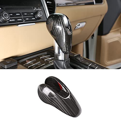 Fit for Porsche Macan Panamera Cayman 911 718 Boxster 2009-2020 Real Carbon Fiber Interior Gear Shift Head Cover Knob Trim Car Interior Accessories (Carbon Fiber Black) - color: Carbon Fiber Black