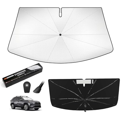 Windshield Sun Shade Umbrella Custom Fit RAV4 2019-2025 Foldable UV Protection Car Cover, Emergency Rain Shield & Dashboard Protector - Durable Auto Accessory - size: For RAV4 2019+