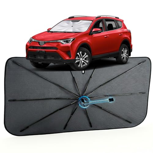 Car Windshield Sun Shade for Toyota RAV4 2013-2018 –[Reflective Coated Fabric] Sunshade Umbrella for Front Window, Car Shades Sun Visor Keep Car Cool and Protects Interior, 1:1 Exact Fit - size: For Toyota RAV4 2013-2018