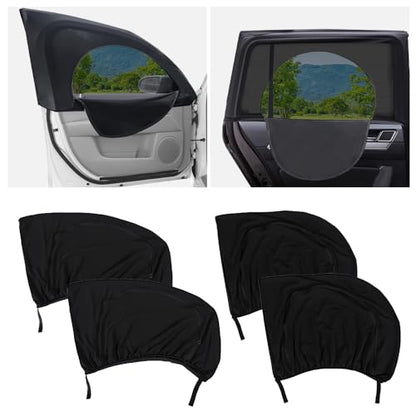 4PCS Car Window Shades with Zipper,Breathable Car Window Cover Baby Window Shades for Car,Camping Essentials Side Window Sun Shade for Privacy Protection Fits Most Cars - color: front and rear windows/4pcs