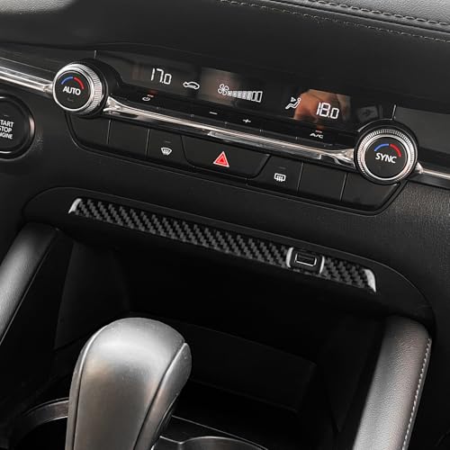 AIRSPEED Carbon Fiber for Mazda 3 Axela 2019-2025 Center Console USB Hole Frame Panel Cover Interior Trim Accessory, Black - color: USB Hole Frame