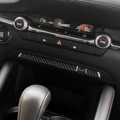 AIRSPEED Carbon Fiber for Mazda 3 Axela 2019-2025 Center Console USB Hole Frame Panel Cover Interior Trim Accessory, Black - color: USB Hole Frame