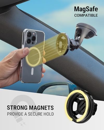 Scosche SMS2WD MagicMount MagSafe Suction Cup Phone Mount for Car Windshield/Dashboard Cell Phone Holder Compatible with Popsocket, Magnetic Stand Compatible with iPhone 17/16/15/14/13/12 & Android - size: 1 Pack, style: Window / Dash Suction