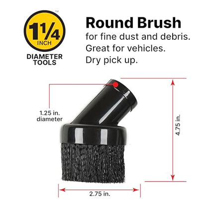 Shop-Vac 9064300 1.25 Inch Diameter Cleaning Kit, Includes Round Brush, Crevice Tool, and Gulper Nozzle, Black, Ideal for Upholstery, Blinds, and Car Interiors (1-Pack)