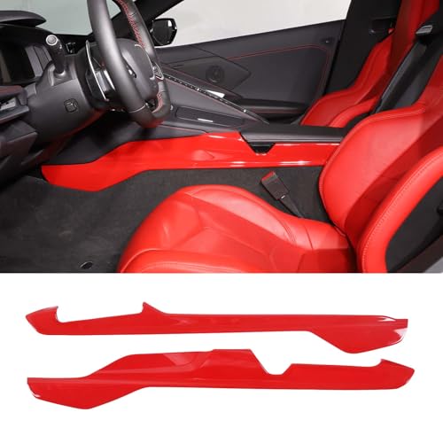 TOYCIDFG Center Console Armrest Box Side Panel Cover Trim Compatible with C8 Corvette Stingray 2020-2025 Z06 Z51, Interior Decoration Accessories 2pcs (Sport Red) - color: Sport Red
