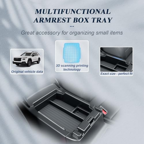 BIBIBO 2Packs for 2026 Subaru Outback Center Console Organizer 2026 Subaru Outback(Premium,Limited,Touring,Wilderness,Limited XT,Touring XT) Console Insert Tray +Silicone Wireless Charging Mat - color: Black-2Pack