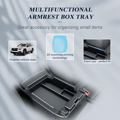 BIBIBO 2Packs for 2026 Subaru Outback Center Console Organizer 2026 Subaru Outback(Premium,Limited,Touring,Wilderness,Limited XT,Touring XT) Console Insert Tray +Silicone Wireless Charging Mat - color: Black-2Pack