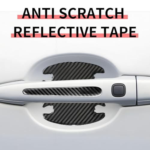 1 Pack 8 Pcs Car Door Handle Protector Reflective Stickers Universal Auto Door Handle Paint Guard Cover, Self-Adhesive Fits Fou Most Vehicle (Carbon Fiber Black) - color: Carbon Fiber Black