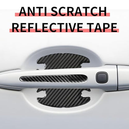 1 Pack 8 Pcs Car Door Handle Protector Reflective Stickers Universal Auto Door Handle Paint Guard Cover, Self-Adhesive Fits Fou Most Vehicle (Carbon Fiber Black) - color: Carbon Fiber Black