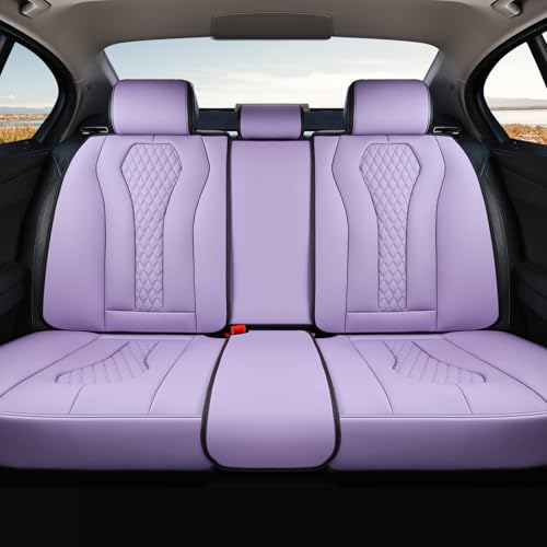 Coverado Purple Car Seat Covers, Back Car Seat Cover, Leather Seat Cover, 3-Pieces Car Seat Cushion, Luxury Seat Cover Seat Protector Universal Fit Most Cars Trucks SUV - color: Purple, size: Back Seat Cover