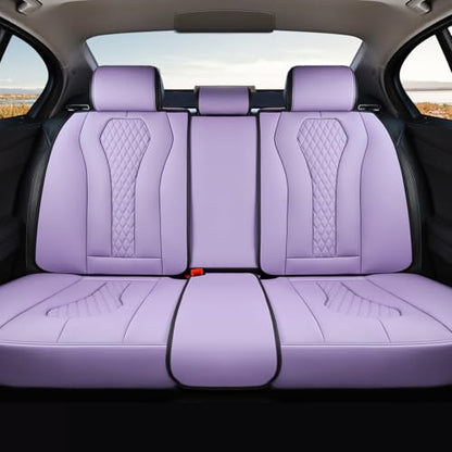 Coverado Purple Car Seat Covers, Back Car Seat Cover, Leather Seat Cover, 3-Pieces Car Seat Cushion, Luxury Seat Cover Seat Protector Universal Fit Most Cars Trucks SUV - color: Purple, size: Back Seat Cover
