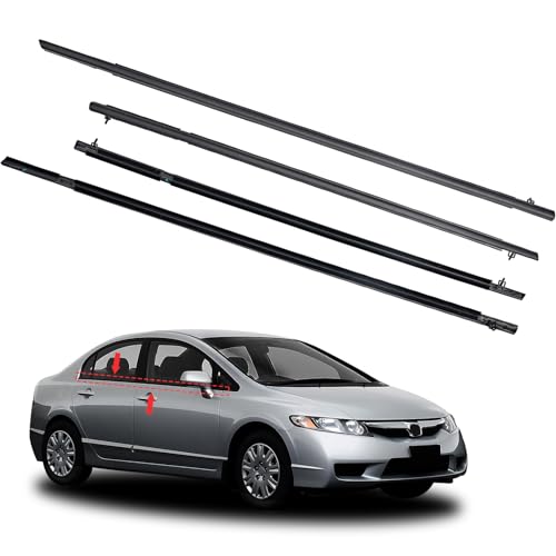 Window Molding Trim Seal for Honda Civic 2006-2011 Accessories, Outer Door Black Rubber Weather Stripping Belt, Replacement 72450-SNA-A01 (4PCS) - size: 2006-2011 Honda Civic