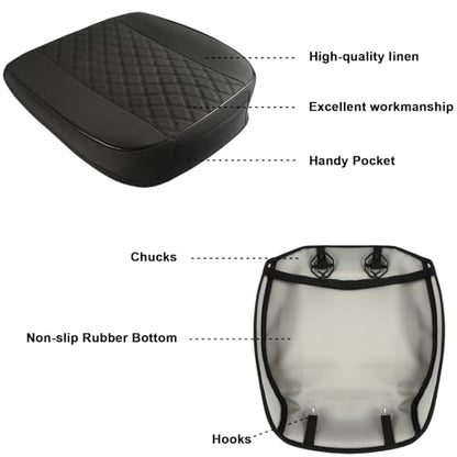 West Llama Linen Front Car Seat Cover Protector Anti-Slip Bottom Seat Cover Fits 95% of Vehicles,Wrapping Around The Bottom,Diamond Pattern(Black-2Pcs) - color: Diamond Pattern-Black, size: 2pc
