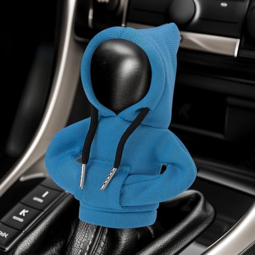 Auto Dynasty Car Gear Shift Knob Hoodie, Mini Hoodie Shifter Cover, Automotive Interior Decoration, Gear Shifter Stick Protector, Auto Manual Transmission Lever Cover, Car Accessory and Gadget (Blue) - color: Blue, size: 1 PC