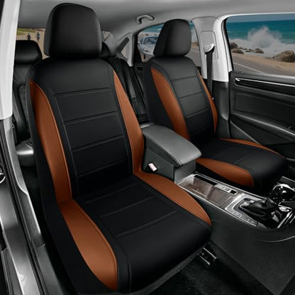 Road Comforts Leather Seat Covers, Breathable Car Seat Covers Front Seat for Men,Airbag Compatible, Automotive Seat Covers Set Universal Fit Most Cars,Vans,Truck,SUV - color: Brown Front