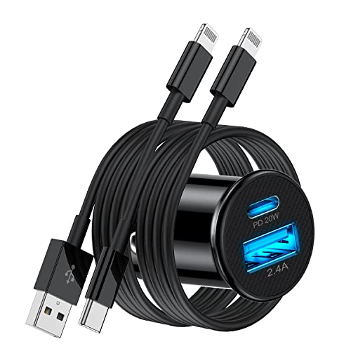 [Apple Certified] iPhone Fast Car Charger,Dual-Port USB A and USB C Charging Adapter with Two Lightning Cable, Type C Car Charging Plug for iPhone 14 Pro/13 Pro Max/12 Mini/11/XS/XR/X/8/iPad - size: Usb a/Usb C