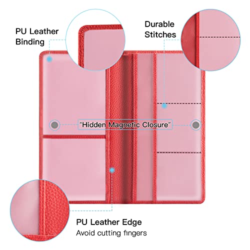 Valardoh Premium Car Registration and Insurance Card Holder, Car Document Holder for Cards, Driver License & other Essential Documents (Red) - color: Red