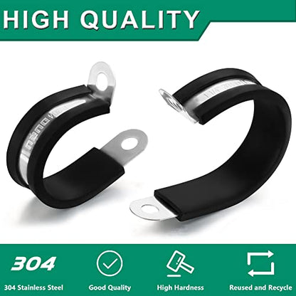 OURU 100PCS Cable Clamps 3/16 Inch 304 Stainless Steel Cable Clamps Rubber Coated Cushioned Insulated Cable Clamp,Automotive Wire Clamps,Pipe Clamps,Metal Clamp for Tube,Wire Cord Installation(5mm) - size: 100 PCS - 3/16 Inch