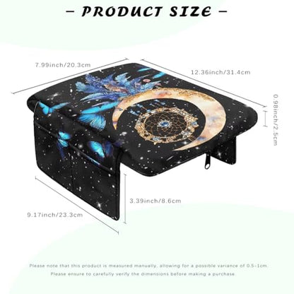 Butterfly Center Console Armrest Cover for Most Vehicles, Dream Catcher Print Console Protector for Most Car Center Consoles, Prevent Pets Scratches, with Side Pockets - color: Butterfly Dream Catcher