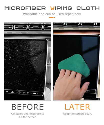 SCUARI Car Screen Cleaner,Touch Screen Cleaner for Car,Car Accessories Car Screen Wipes,Foldable Car Screen Cleaner Cloth,Square Microfiber Screen Cleaning Pad,Fits Car Dashboard LCD Display (Green) - color: Green